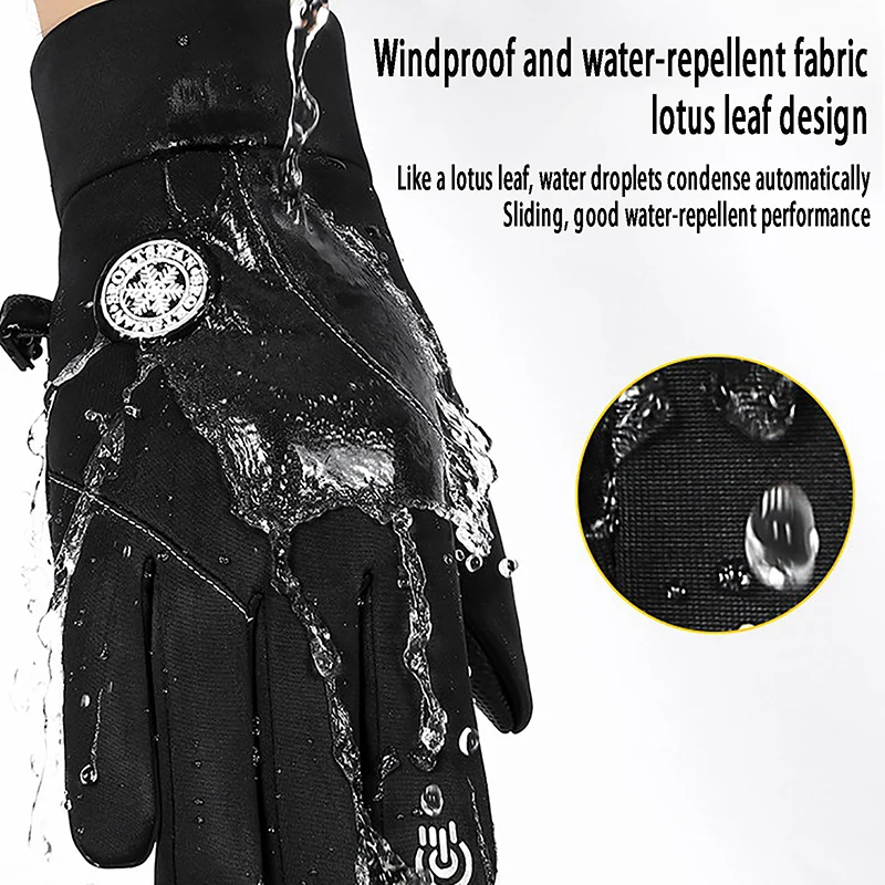 

Men's Winter Gloves Solid Women Ski Outdoor Polar Fleece Thicken Warm Cold Gloves Motorcycle Cycling Wrist Glove Black Mittens