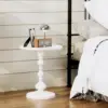 Metal Small Round Side End Table, Vintage Matte Coffee Drink Cocktail Table, Small Accent Pedestal Table 4