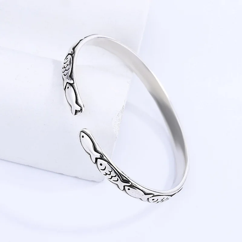 Hot Sell Elegant Fish Design Thai Silver Female Bangle Original Jewelry For Women Birthday Gifts No Fade 3