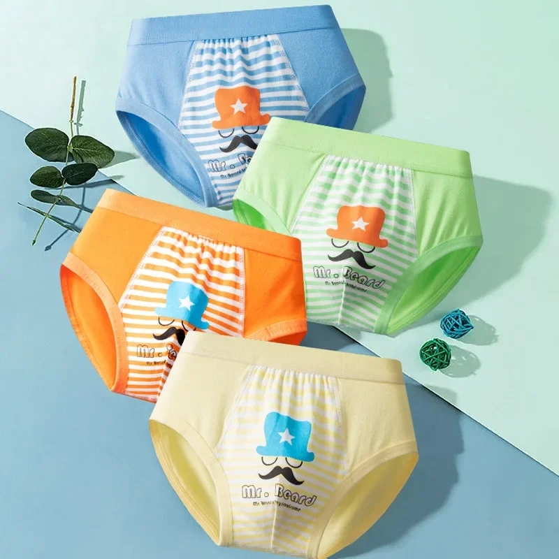 4pcs/Lot Boys Underwear Cotton Boxer Briefs Kids Underwear Baby Boy Shorts Breathable Toddlers Underpants Briefs Trunks1-14Years