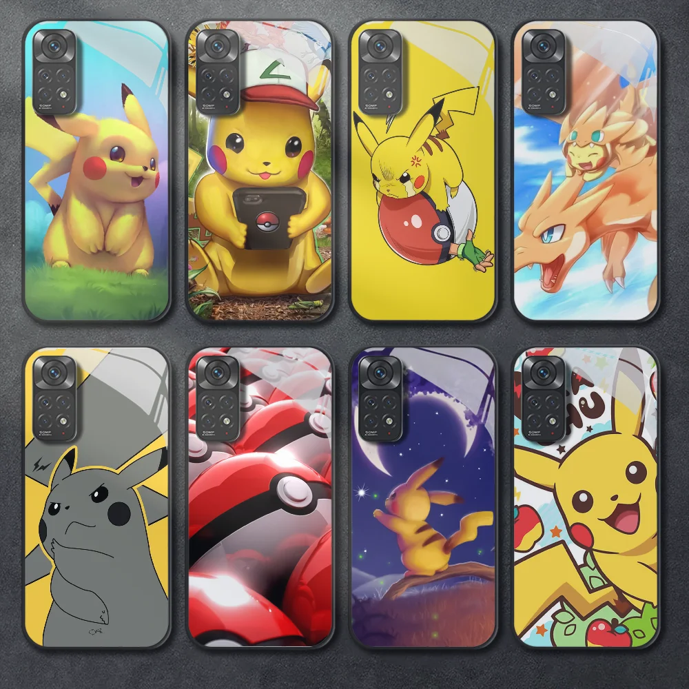 

Pikachu CosPlay Tempered Glass Phone Case For Xiaomi Redmi Note 8 9 10 11 12 13 Pro Plus Bumper Cover