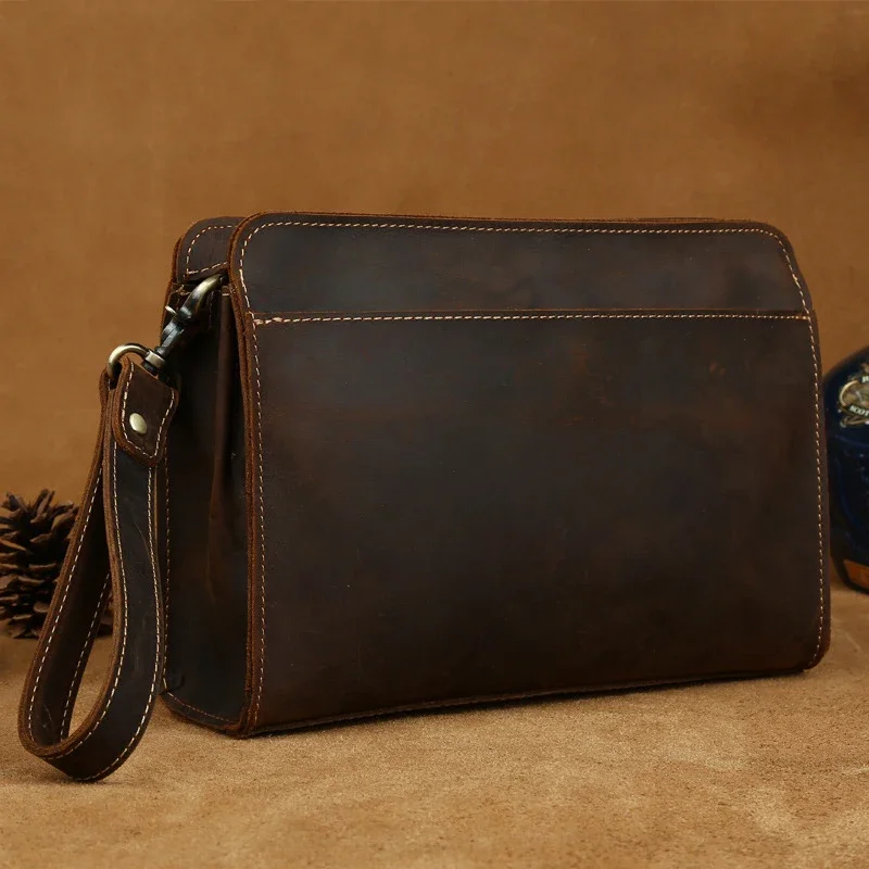 

Clutches Band Men Genuine Bag Cowskin Wrist Leather With Purse Male Clutch Hand Bag Real Gift For Iphone 100% Clutch Ipad