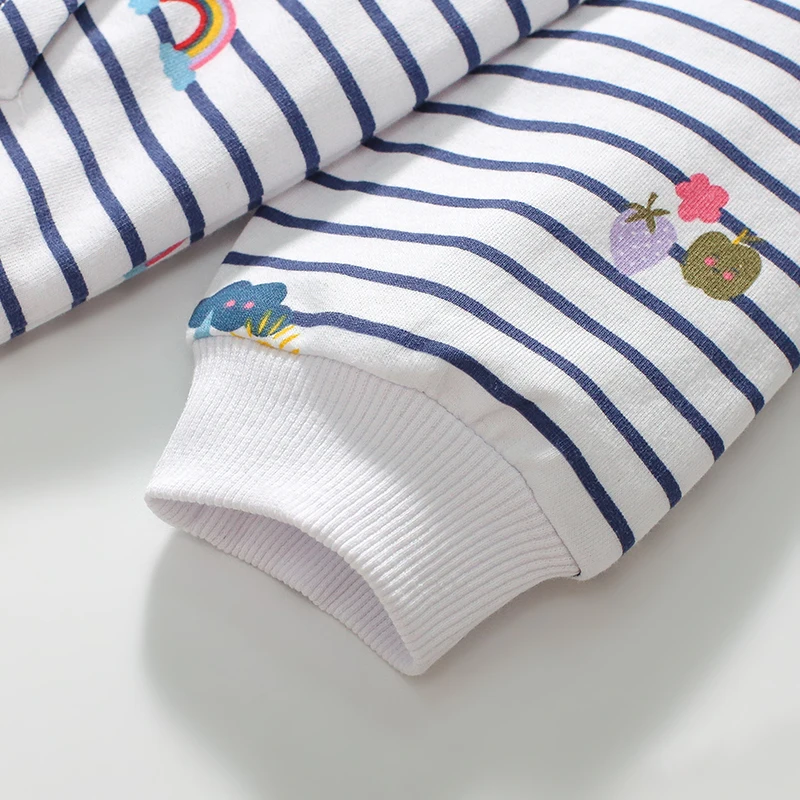 Baby Girls Hoodies for Kids Clothes Children's Clothing 2025 Autumn Spring New Infants Striped Sweatshirts Cotton
