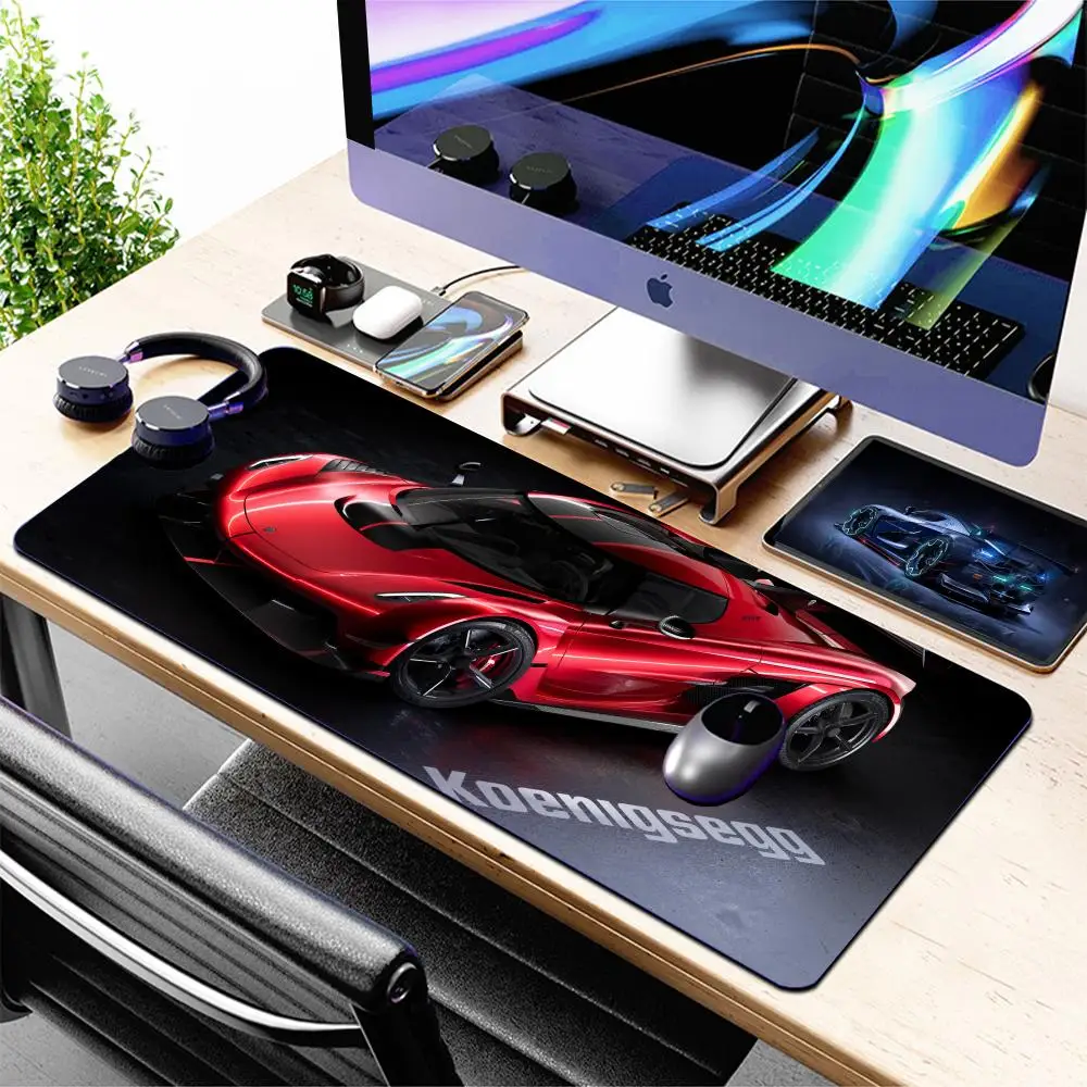Koenigsegg Aesthetic Luxury Mouse Pad Large Anime Desk Mat Luxury Desktop Cartoon Gaming Gamer Keyboard Office Computer Cushion