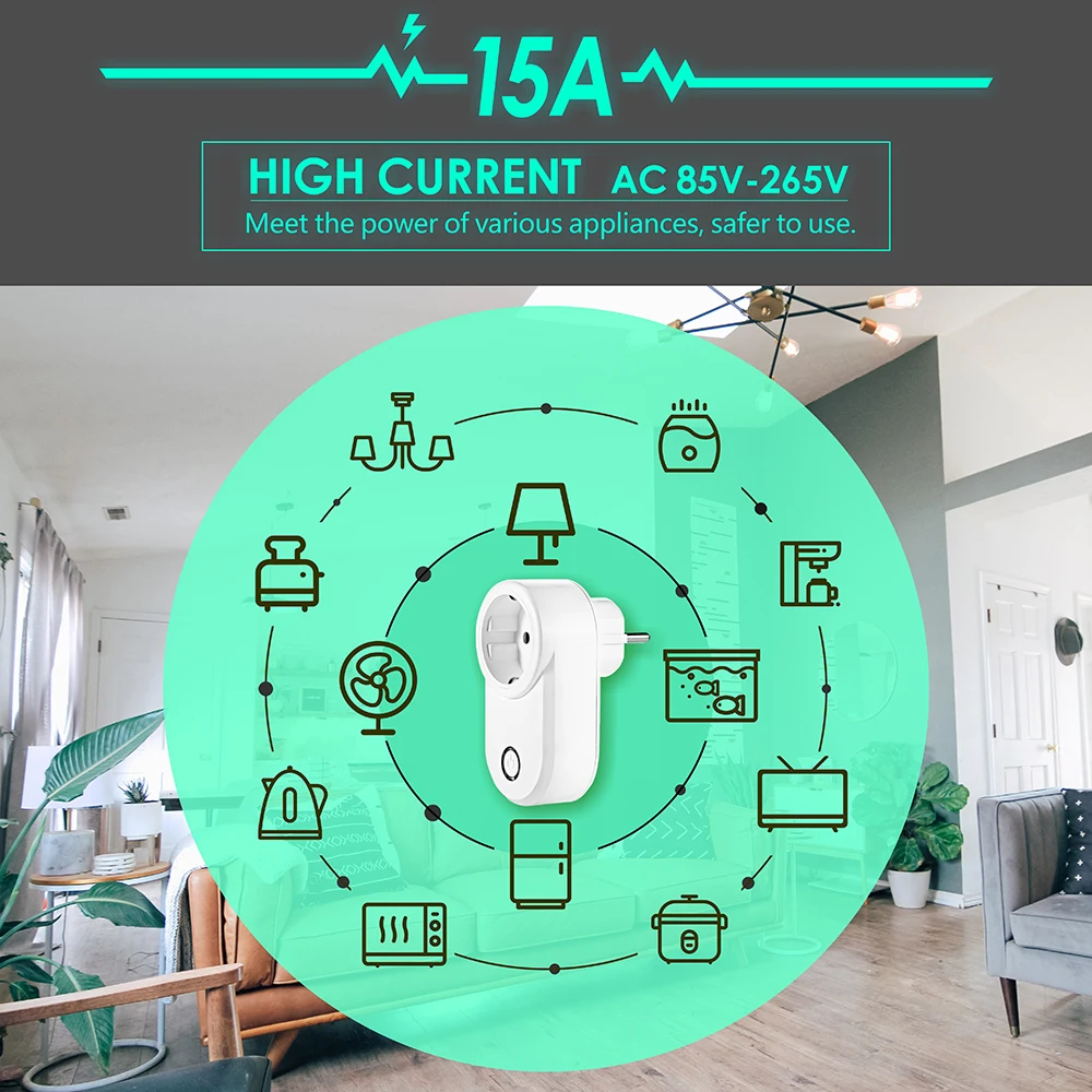 Description Picture 4 of item433Mhz Wireless Socket Remote ON OFF Smart Plug EU FR With Wall Switch Electrical Outlet 15A 220V  For Home Appliance Light Fan