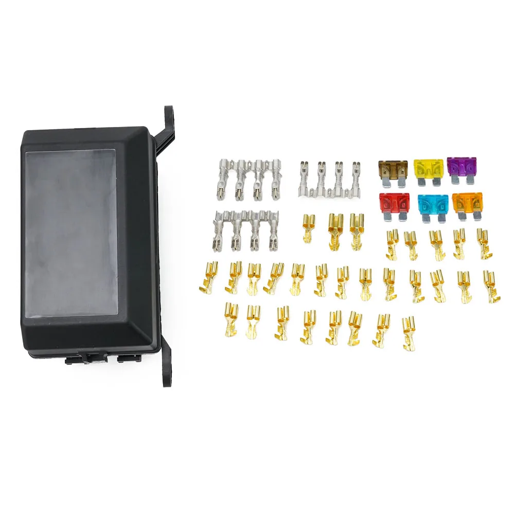 

Bracket Box Relay 4X4 Off-road For Jeep SUV UTV 40A 6 Way ATO/ATC Fuses Fuse Holder Plastic Spade Terminals 12V