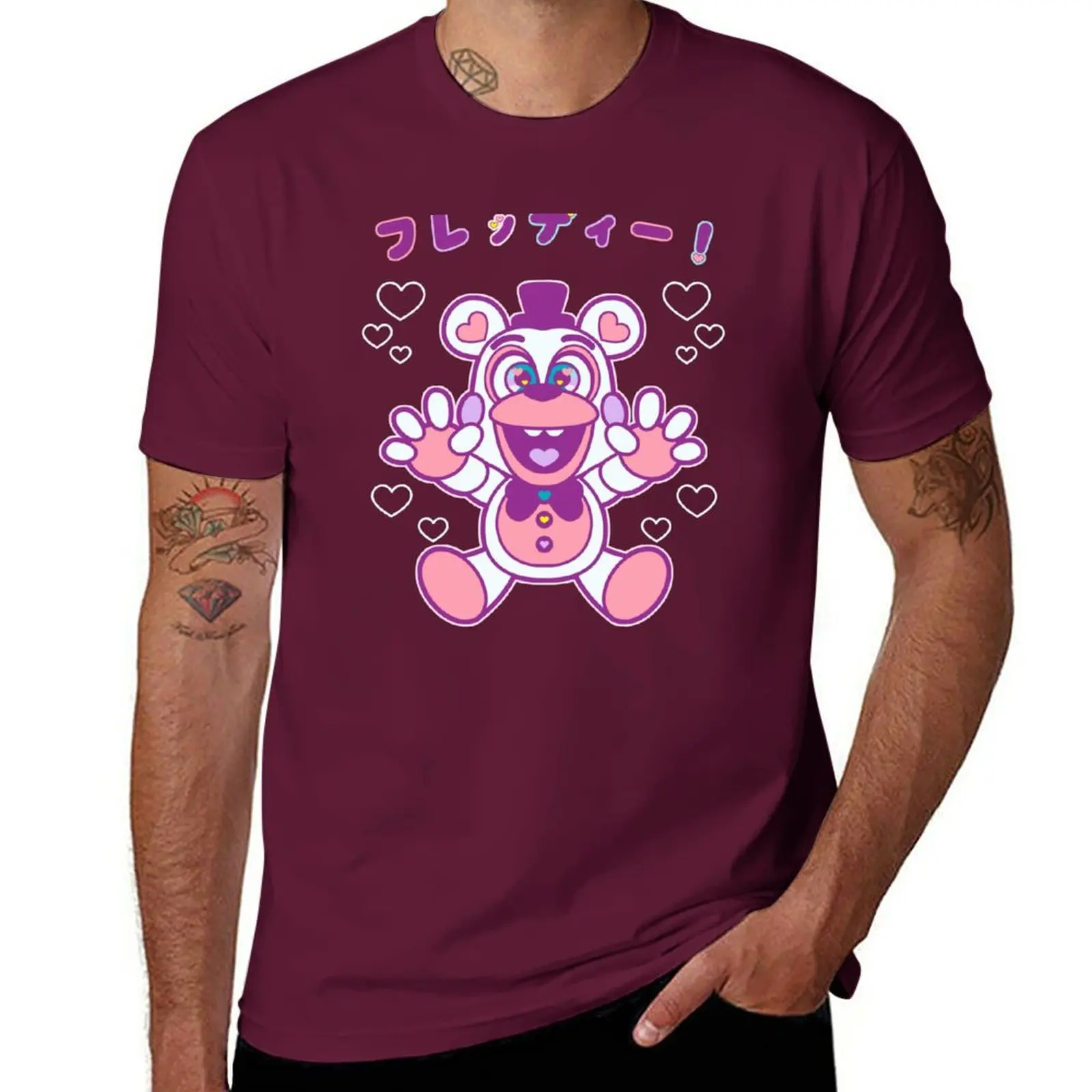 Фото Kawaii Funtime розовая футболка для мальчиков Белая Летняя одежда большого размера мужские Графические футболки Аниме №1