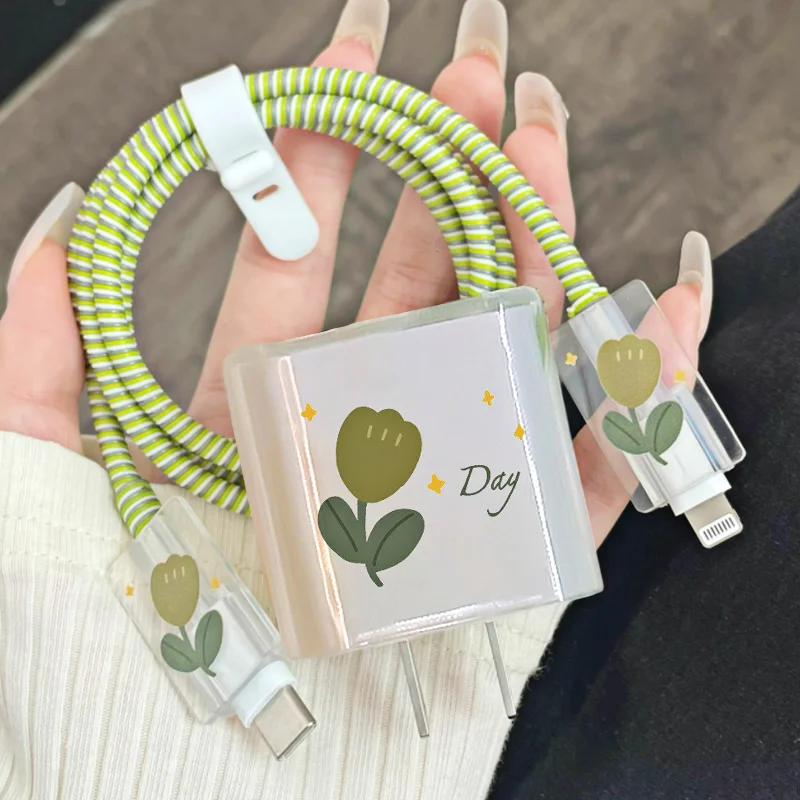 Cute Cartoon Charger Protector Per Apple 18W/20W Charger Adapter Case Cable Wrap Anti-Break Cord Cover Per Iphone 12 13 14Pro