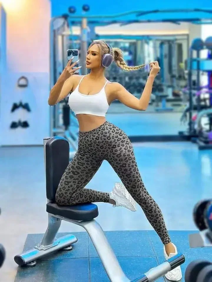 Frauen Leopard V Taille Leggings Nahtlose Dünne Yoga Hosen Stretch Hohe Taille Hüfte Heben Sexy Strumpfhosen Gym Laufen Sport Hosen – Detail 5