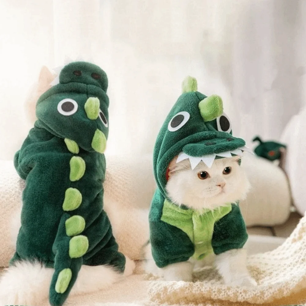 Cute Pet Dinosaur Costume Warm Comfortable Dog Four Legged Clothes Cartoon Cat Dinosaur Pajamas Take Pictures