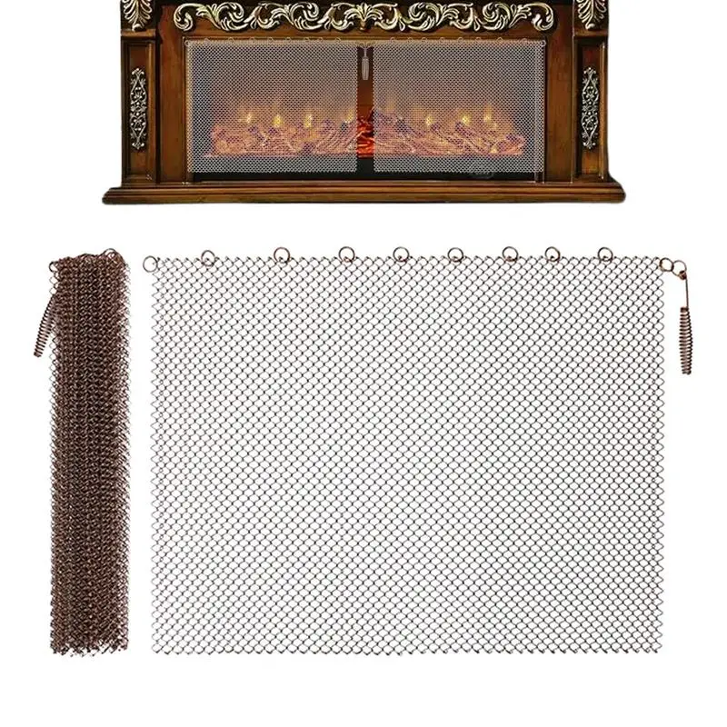 

Fireplace Screen Mesh Curtains Iron Guard Curtain Panel Screens Fire Panels Metal Sparks Guards Grate Mesh Fireplace Cover Tools