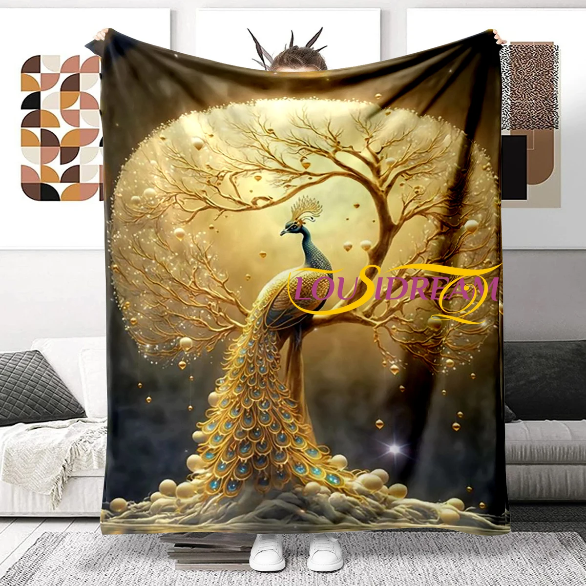 

3D Animal Peacock Flannel Blanket Super Soft Fleece Throw Blankets for Bedroom Couch Sofa Gift