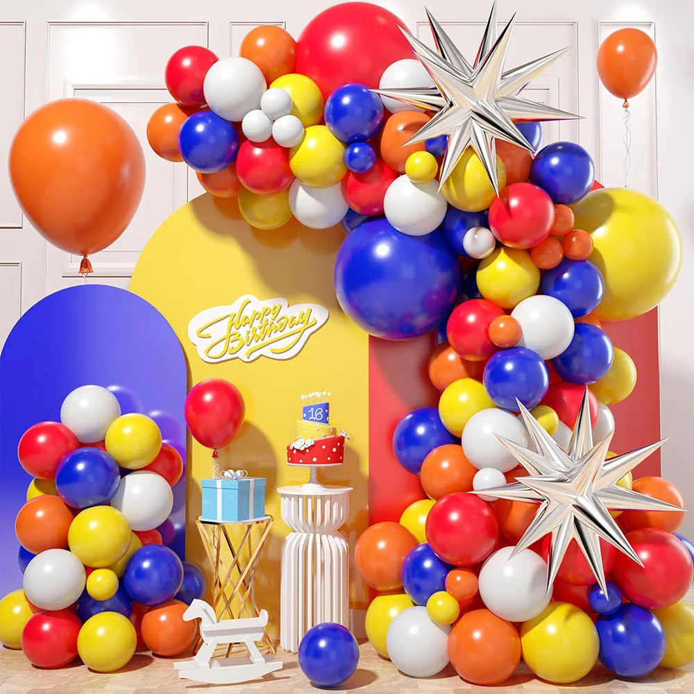 Blue-Red-Yellow-Fiesta-Balloons-Garland-Birthday-Party-Decor-Orange ...