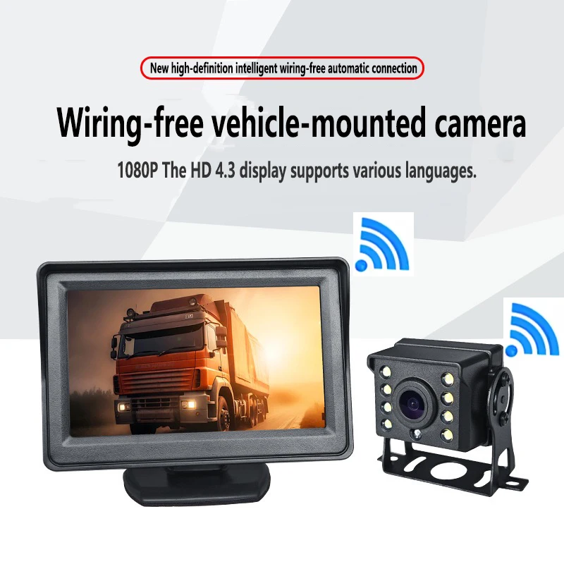 Wireless reversing camera "HD TFT LCD folding truck bus parking assistant monitor S DC 12V/24V folding car monitor.