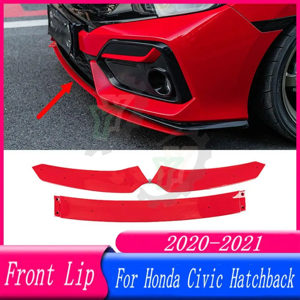

For Honda Civic 10th Hatchback & Si 2020 2021 Car Front Bumper Lip Spoiler Splitter Diffuser Detachable Body Kit Cover Guard