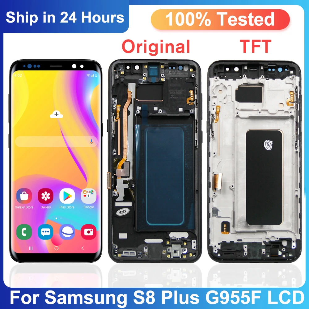 

S8 Plus SM-G955F G955FD G955W TFT 100% Tested LCD For Samsung Galaxy S8Plus Display Touch Screen Assembly S8+ with Frame