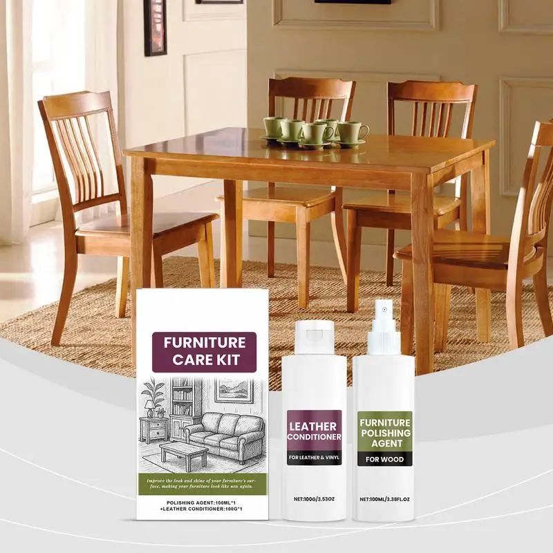 Hardwood Floor Cleaner 2 Pieces Cabinet Shine Restorer Conditioner Gentle & Quick Polisher Spray With Long-Lasting Protection