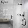 Matte Black Shower System Bathroom Bathtub Faucet Mixer Tap Wall Mount Tub Spout Rotate  8/10/12 Inch Rainfall HeadShower 1