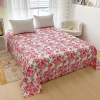 Red Flower Printed Flat Bed Sheets for Double Bed Single/Queen/King Reactive Printed Top Sheets for Beds sabanas cama 150x200 2