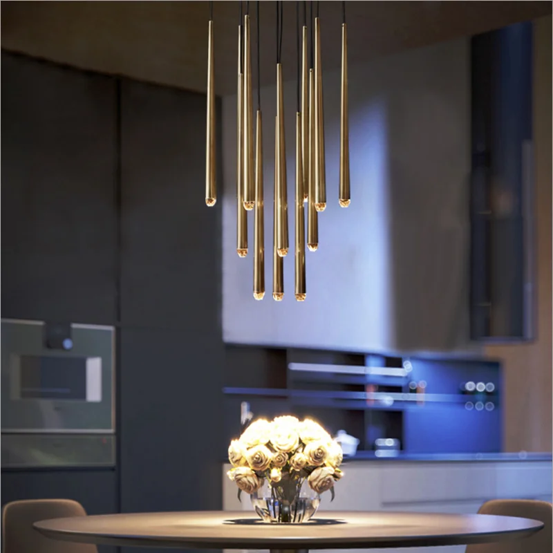 

Luxury Nordic Postmodern LED Crystal Chandeliers Golden Black Long Pendant Lights Stairs Hanging Lamp Restaurant Ceiling Lamp