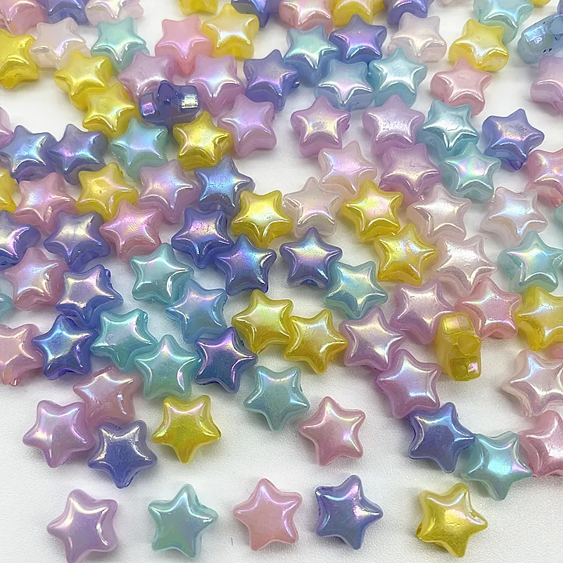 새로운 50pcs 10mm AB 아크릴 색상 다섯개 스타 루즈 비즈 어린이 수제 DIY 의류 액세서리