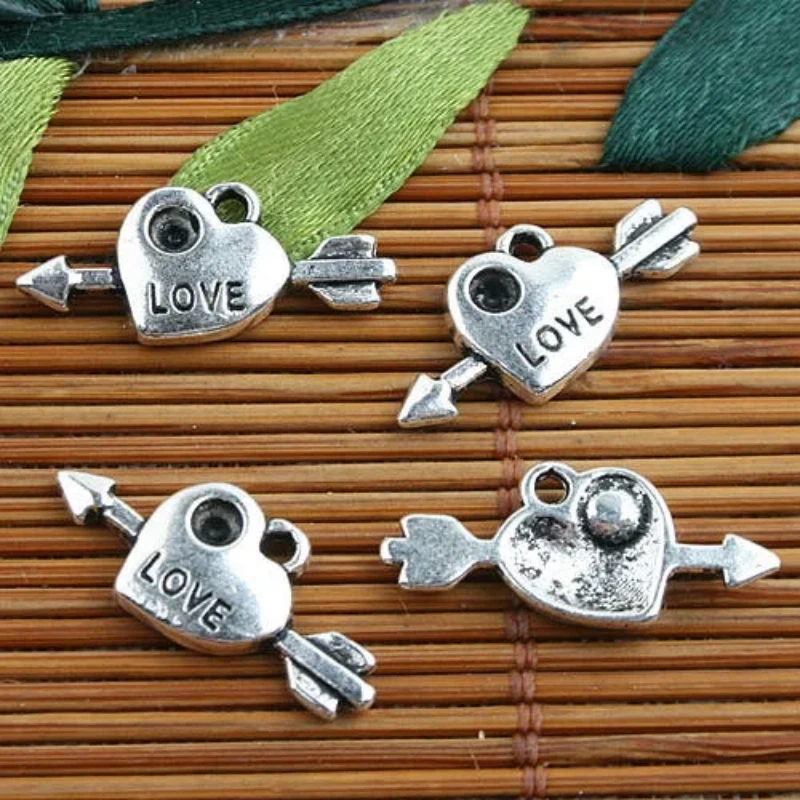 

21*11mm Alloy metal Tibetan Silver color heart love charms 50pcs EF0090 charms for jewelry making