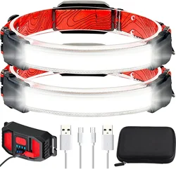 Powerful LED Headlamp USB Rechargeable Headlight Waterproof Head Lamp High Lumen Head Flashlight Emergency Head Light