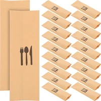 100 Pcs Christmas Kraft Paper Cutlery Set Dinner Party Napkins Tableware Bags Storage Pouches 1