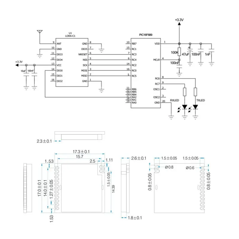 ABGI-Lora1278-C1 무선 RF 모듈 SX1278 통신 모듈 스마트 홈용 IoT 470Mhz