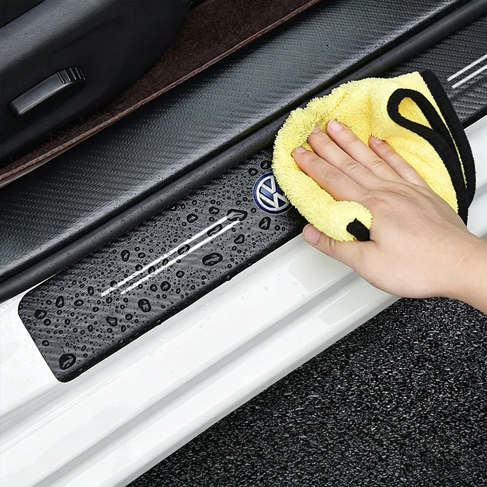 Premium Carbon Fiber Car Door Sill Scuff Plate Decor Stickers, Multiple Pack Options Available