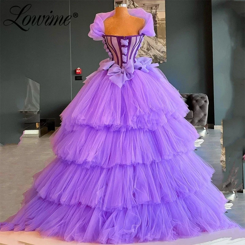 

Lowime Vintage Princess Long Prom Dresses Bow A-Line Puffy Wedding Evening Dress Celebrity Gowns 2022 Couture Party Dress Robes
