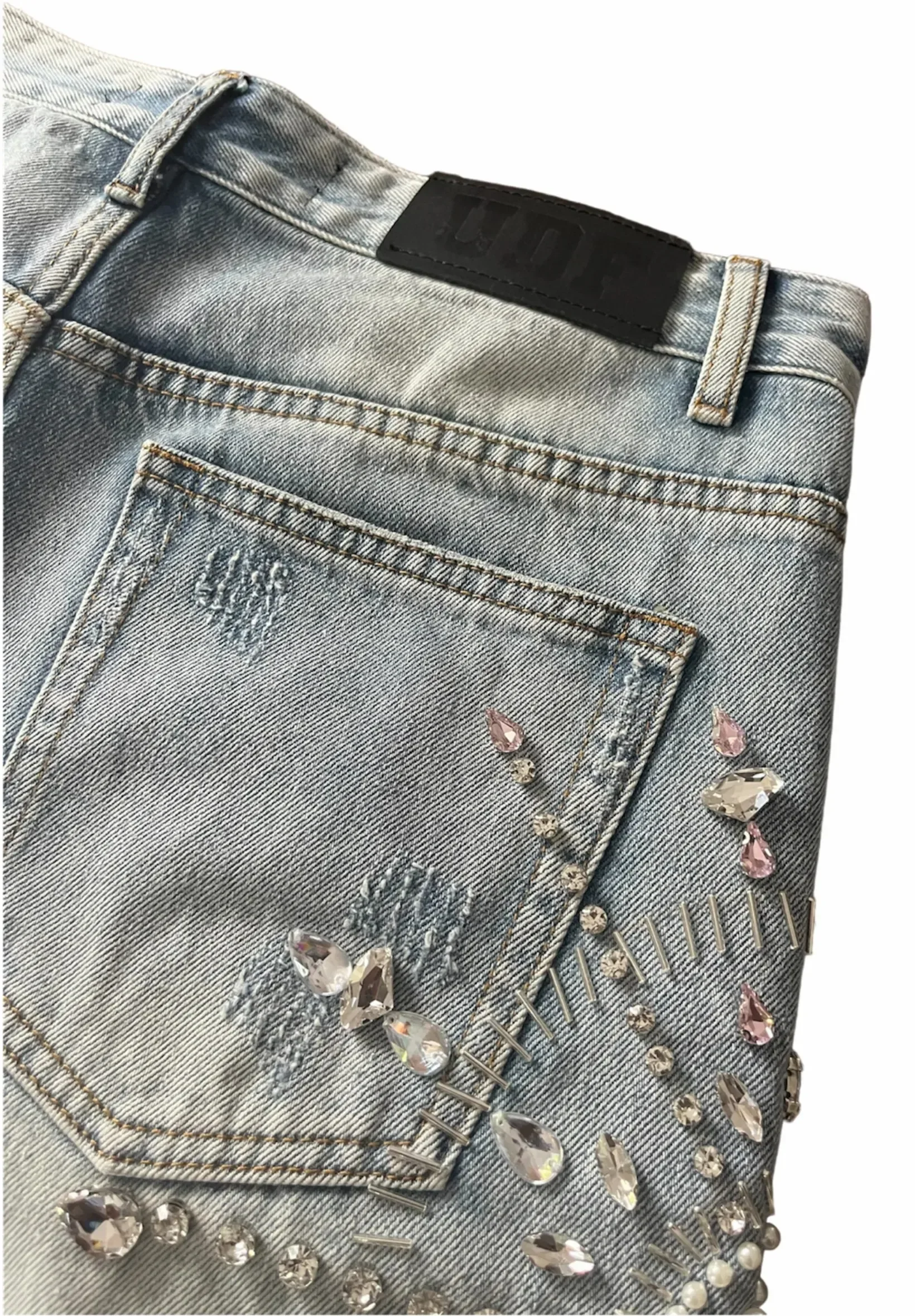 Retro Gothic Y2k Sweatpants Oversized Iron Diamond Pattern Denim Shorts for Men Hip Hop Punk Low Waist Gym Shorts Streetwear