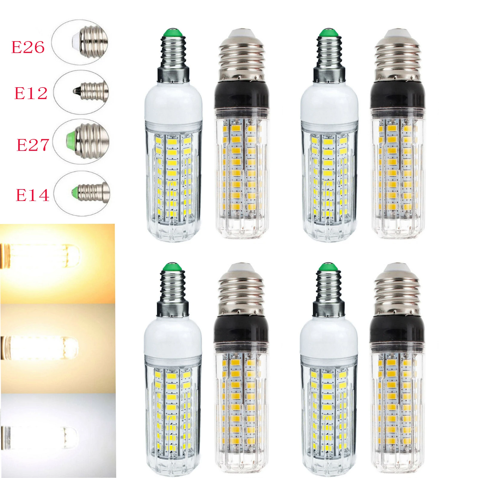 

10Pcs/Lot Dimmable E14 E27 E12 B22 12V LED Bulb LED Corn Bulb 72LEDs 20W Chandelier Candle LED Light Cool /Neutral/Warm White