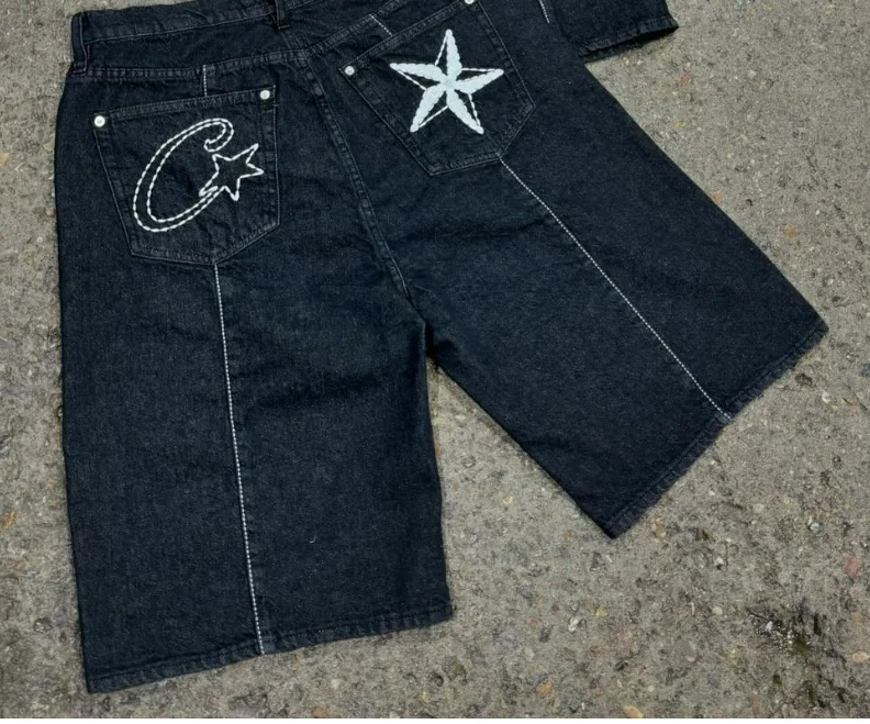 Men Jeans Denim Pants Denim Shorts Summer Jeans Shorts Casual Men Washed Denim Shorts American Haute Design Print Style Fit Loose Patterns Summer Vintage Street Y2k Outdoor Currents