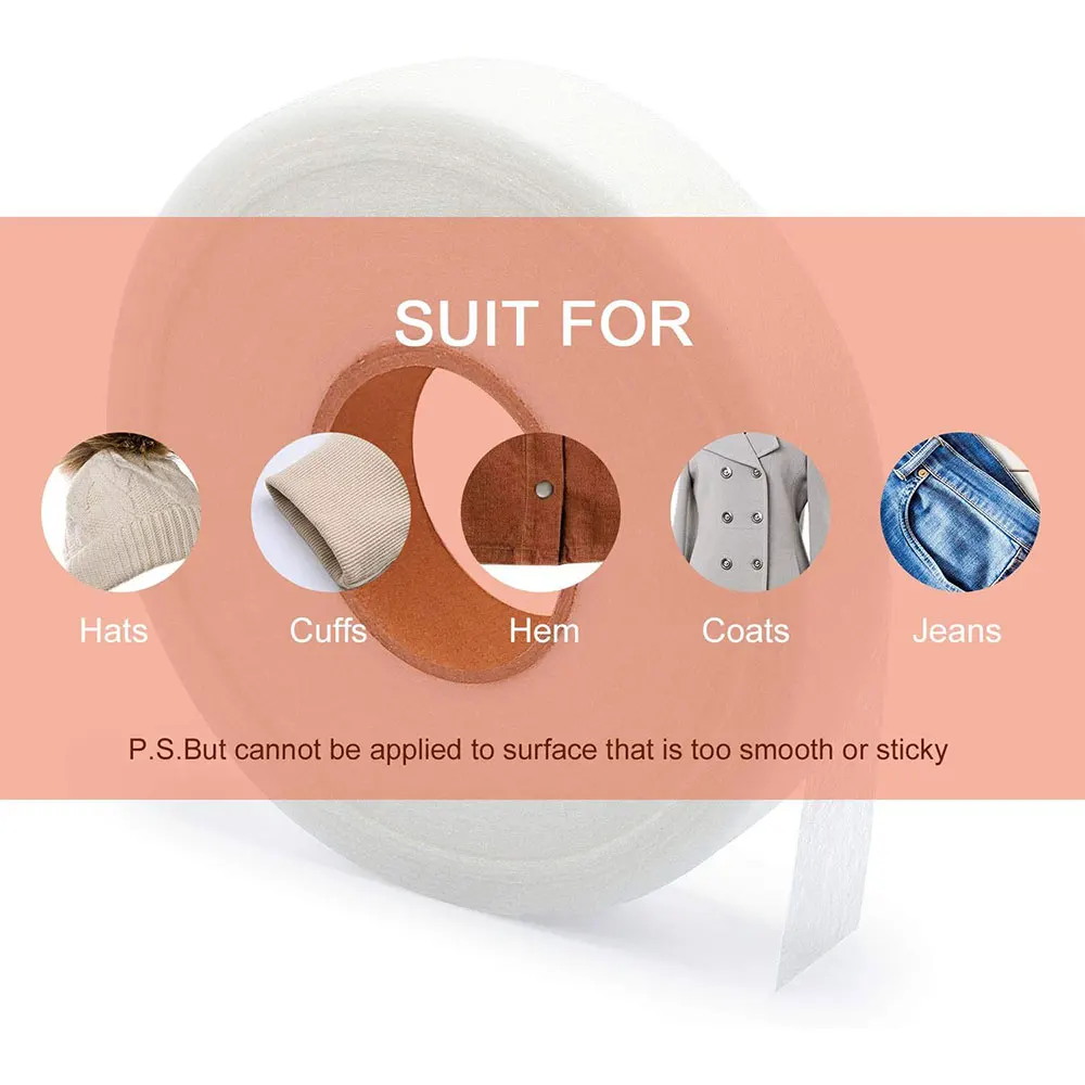 70Yards/Roll Pants Hem Tape Self-Adhesive Edge Jean Clothes Length Shorten DIY Sewing Accessories Pasting Double-Sided Non-Woven