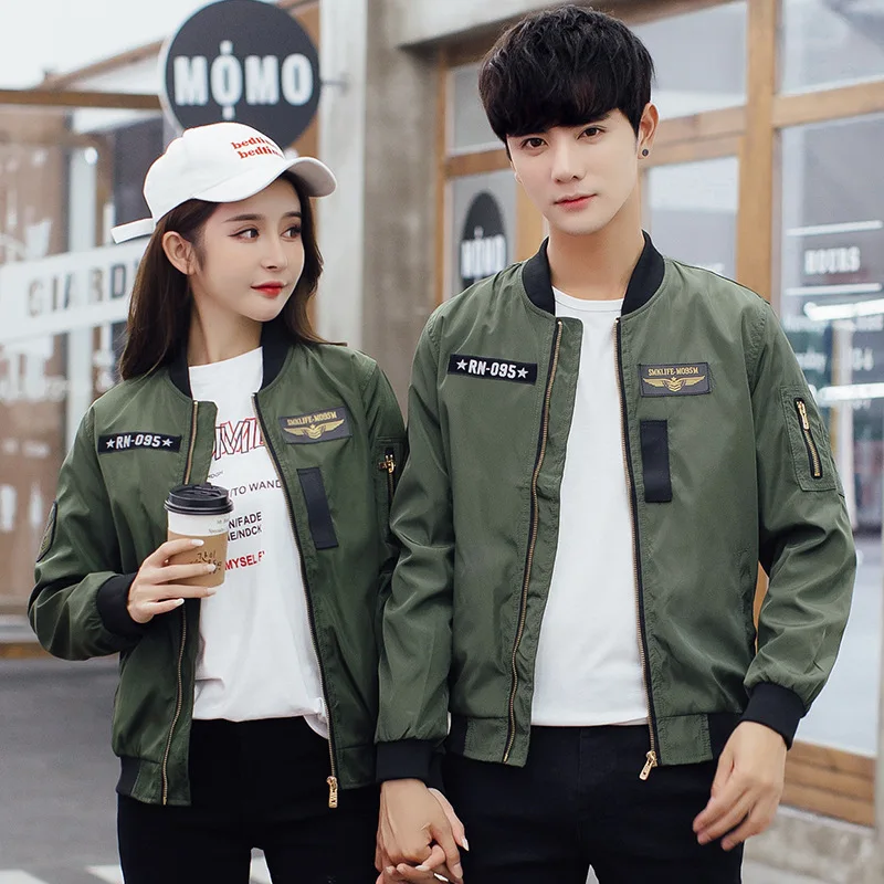 Bomber Jacket Men Fashion Casual Windbreaker Couple Outfit Spring and Autumn New Hot Outwear Stand Slim Military Embroidery