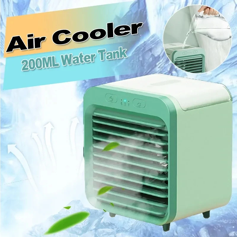CordlessIceCoolerFanMiniPortableAirConditioningForBedroom200mlWaterTankEvaporative