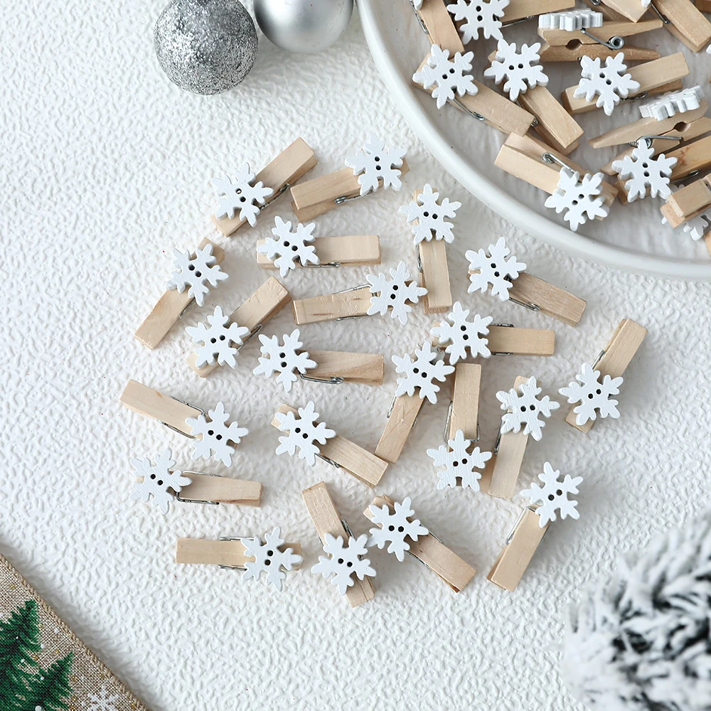 50 sztuk świąteczne drewniane klipsy dekoracja noworoczna