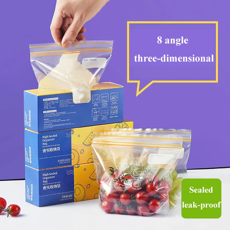 Food Storage Bags Freezer Bags Reusable Extra Thick Leak Proof Lunch Salad  Fruit Bags 65pcs 15 Large 20 Medium 30 Small - AliExpress