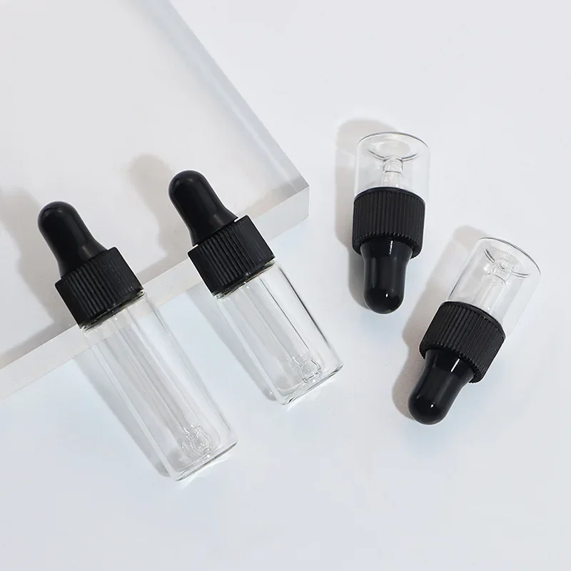 3ml Transparent Small Dropper Bottle Mini 1ml Essential Oil Essence Stoste Sample 5ml Divided Glass Empty Containers Wholesale