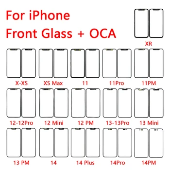 Screen Touch Panel Outer Glass For Iphone 11 12 13 Pro X XS XS Max mini LCD Front Touch Screen Lens Glass with OCA