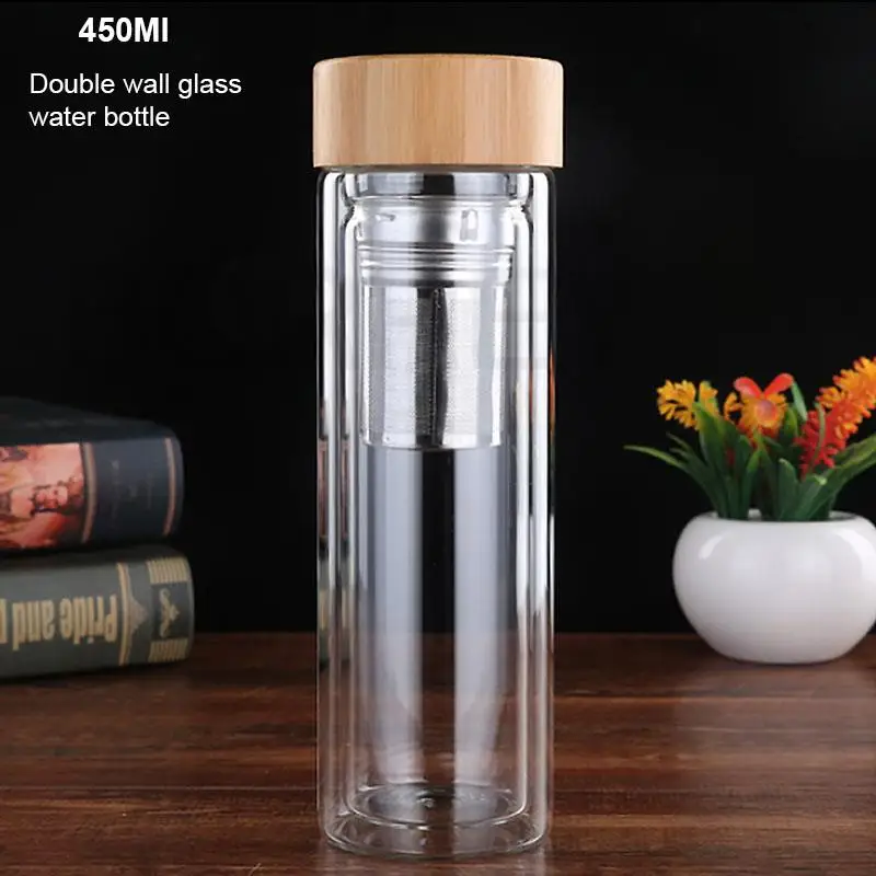 Bouteille thermos en verre double paroie pour infusion du thé 370ml