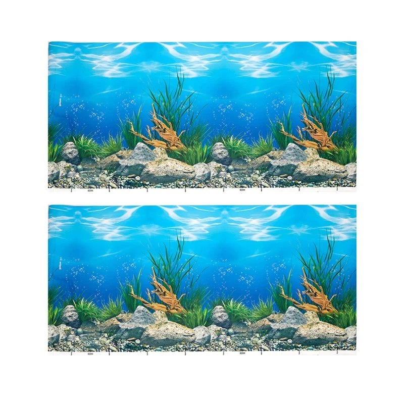 

2X Aquarium Background Paper HD Picture 3D Three-Dimensional Fish Tank Wallpaper Background Painting Double Sided