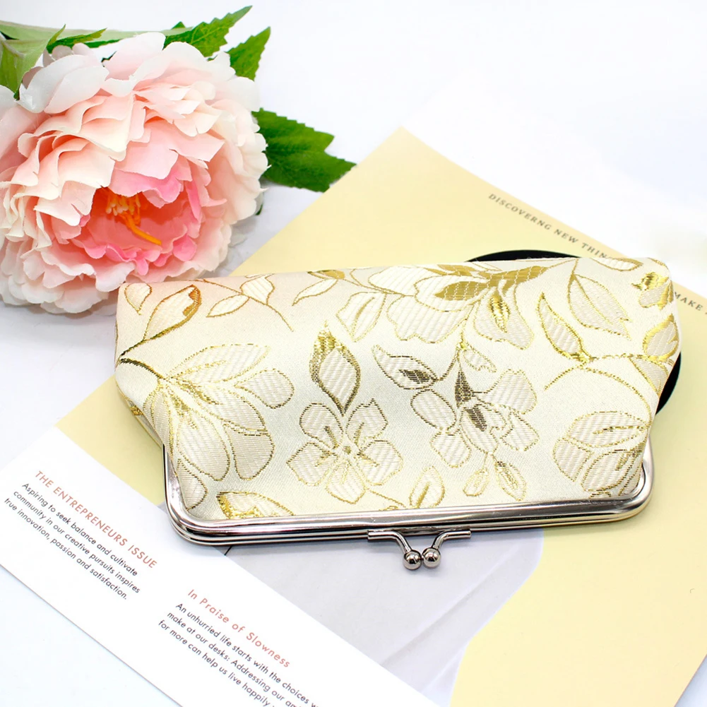 Women Flower Embroidery Kiss Lock Coin Purse Long Wallet Clutch Bag Fashion Vintage кошелек женский monedero carteira feminina