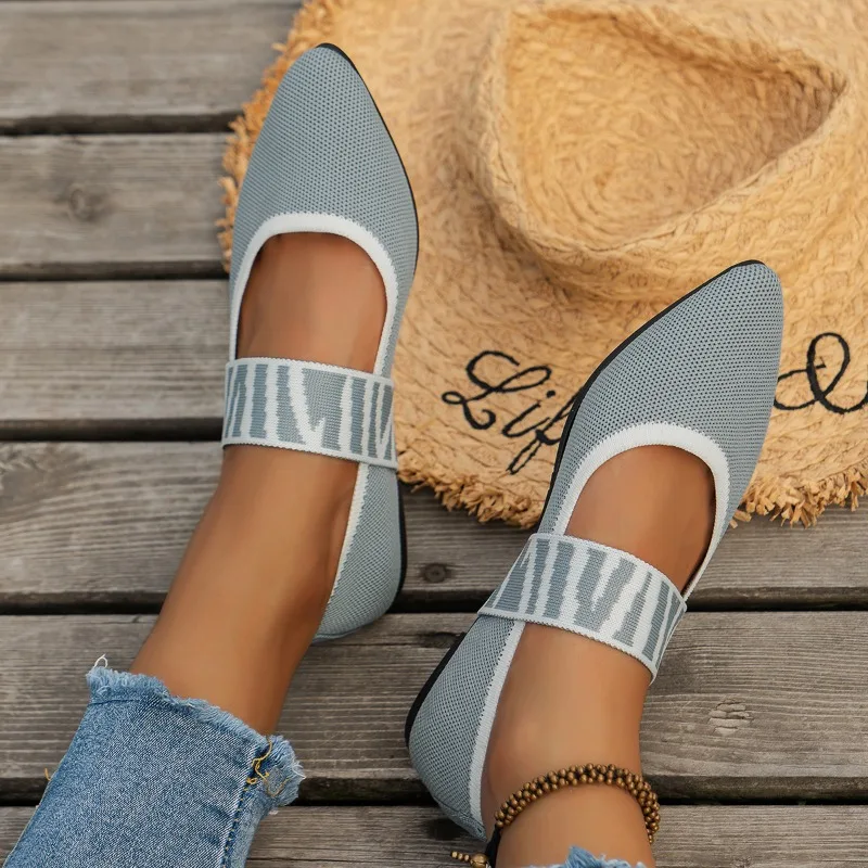 2024 Women's Summer New Fashion Elastic Strap Designer Comfortable Non-Slip Flat Shoes for Daily Outing Casual Low-top Shoes 3