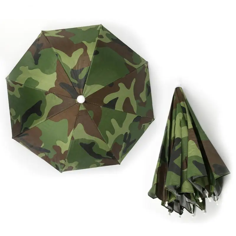 

Portable Rain Umbrella Hat Army Green Foldable Outdoor Pesca Sun Shade Waterproof Camping Fishing Headwear Beach Head Hats