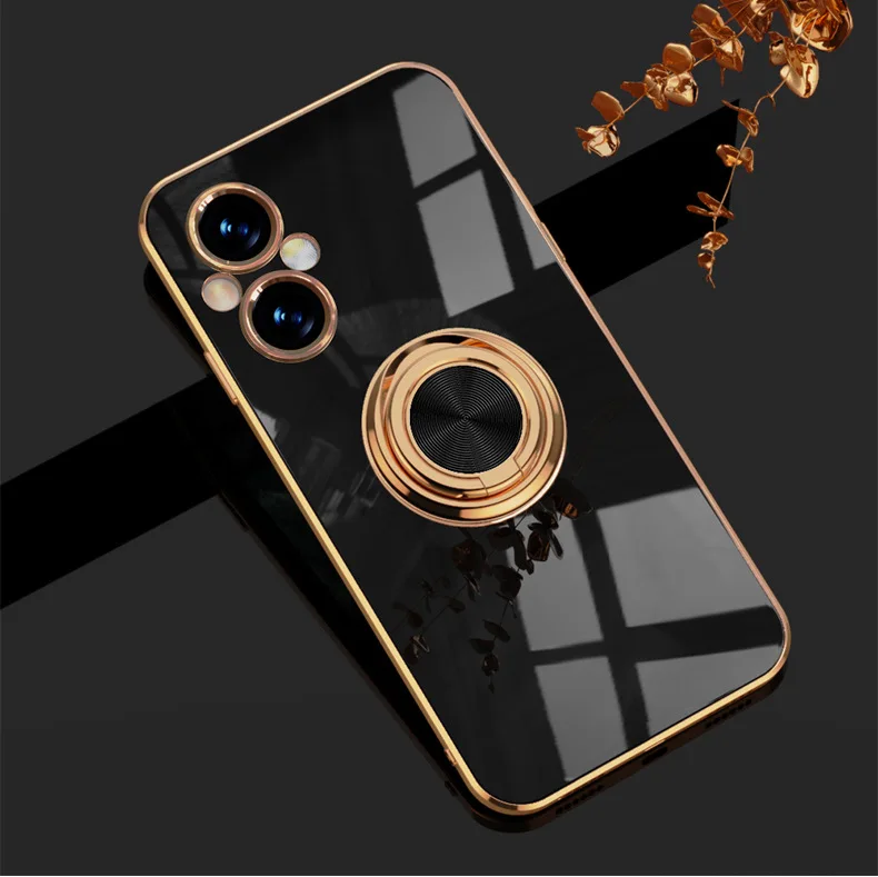 Luxury Plating Ring Holder Stand Phone Case with Back Cover