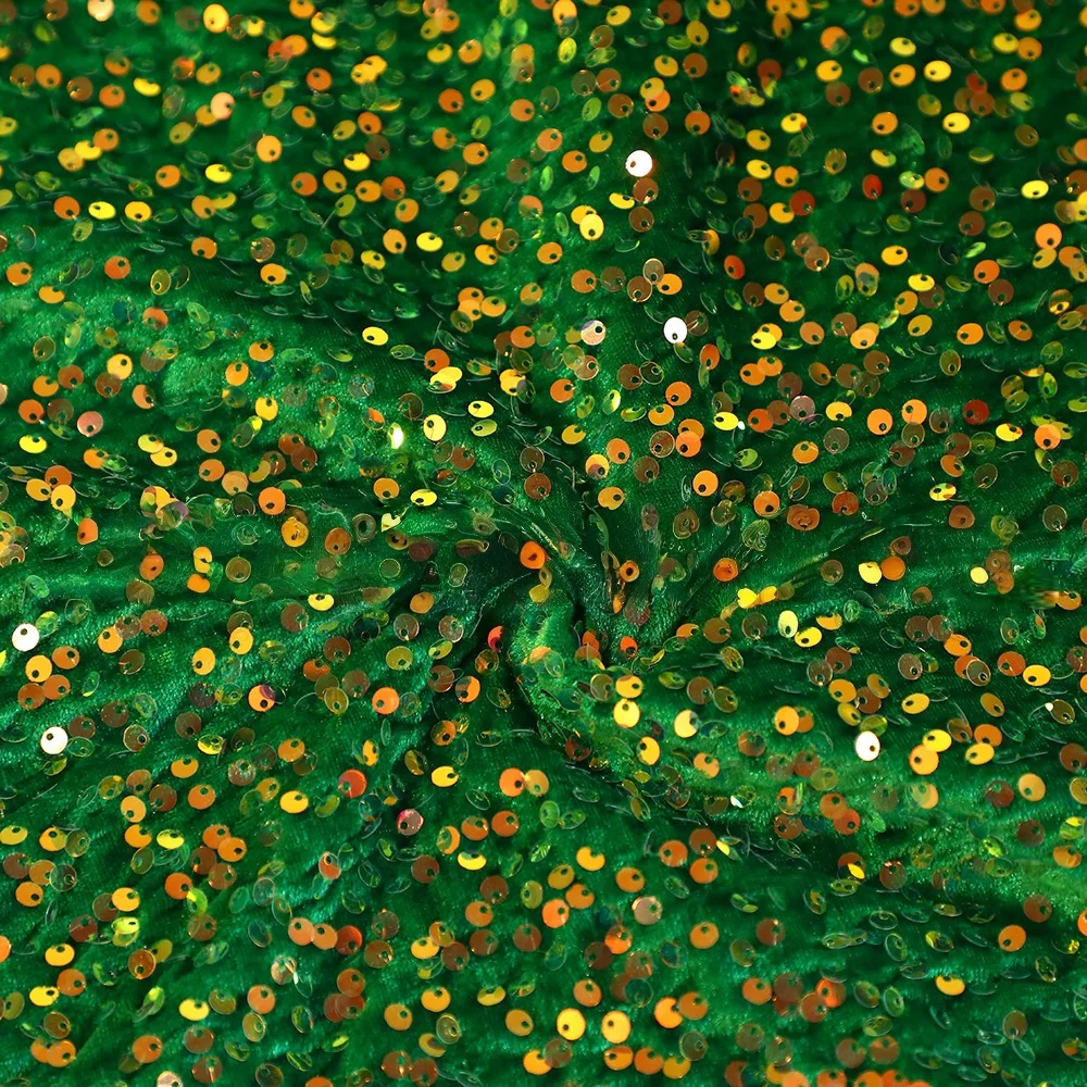 Vibrant Multicolor Sequined Embroidered Velvet Fabric