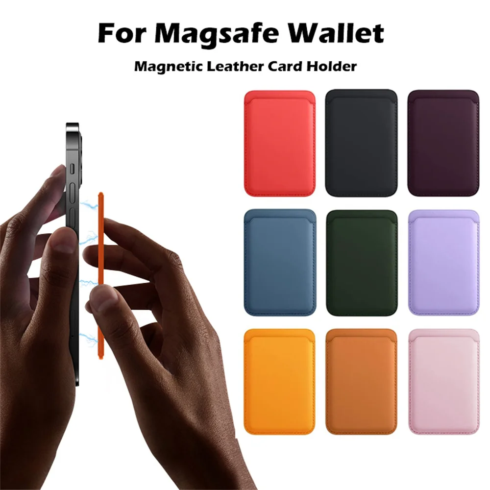 Magnetic Leather Card Holder Wallet For iPhone 17 16 15 14 13 12 Pro Max Mini MagSafe Cover Accessory Pocket Phone Bag