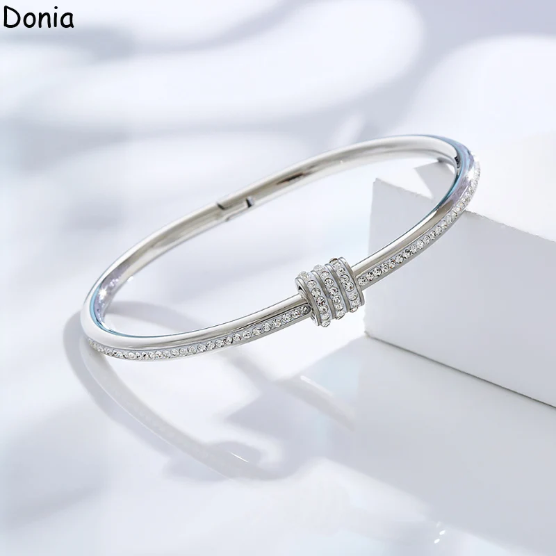 Donia Jewelry European and American fashion small waist titanium steel micro-inlaid zircon bracelet men and women luxury bracele